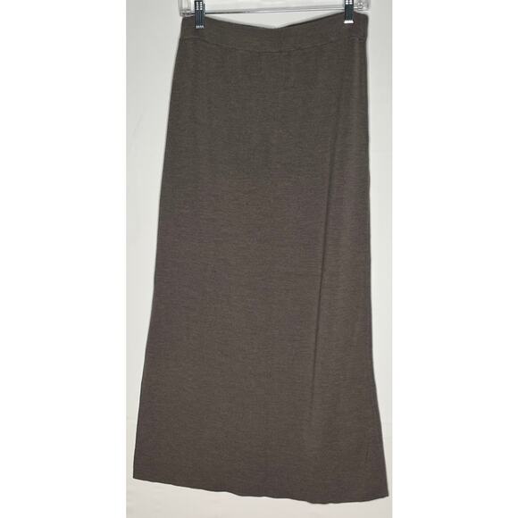 Garnet Hill women’s maxi skirt 100% Merino Wool heather grey side slit Large - Picture 1 of 6